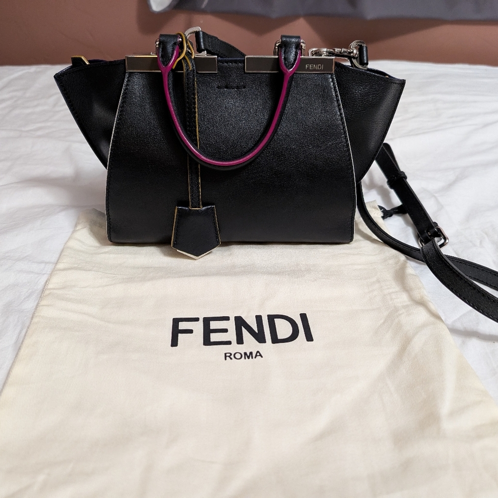 Fendi 3-Jours Multicolored Trim Leather 2-way Purse With Dust Bag